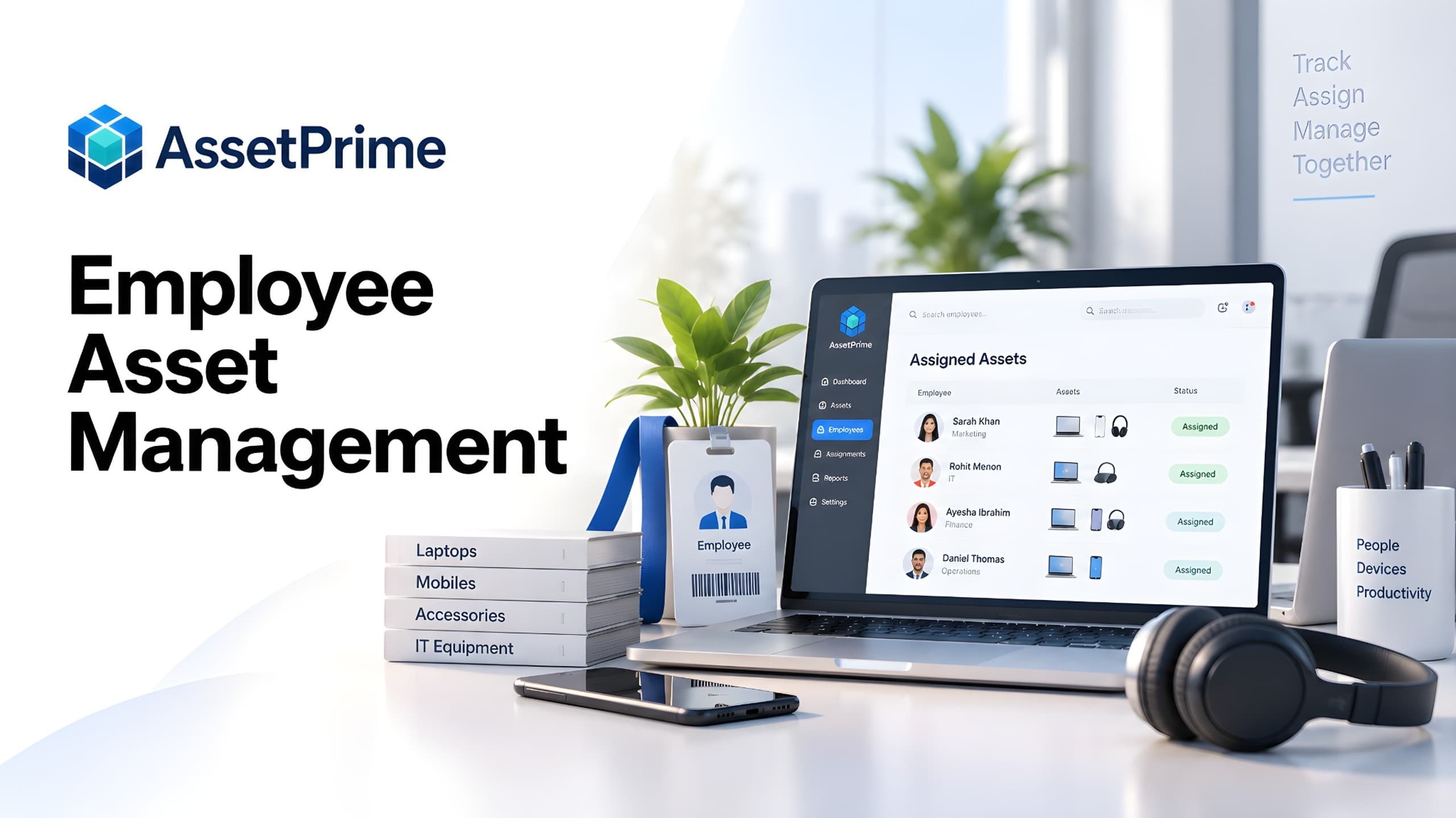 Employee asset management and assignment tracking for company equipment, custody, handovers and returns