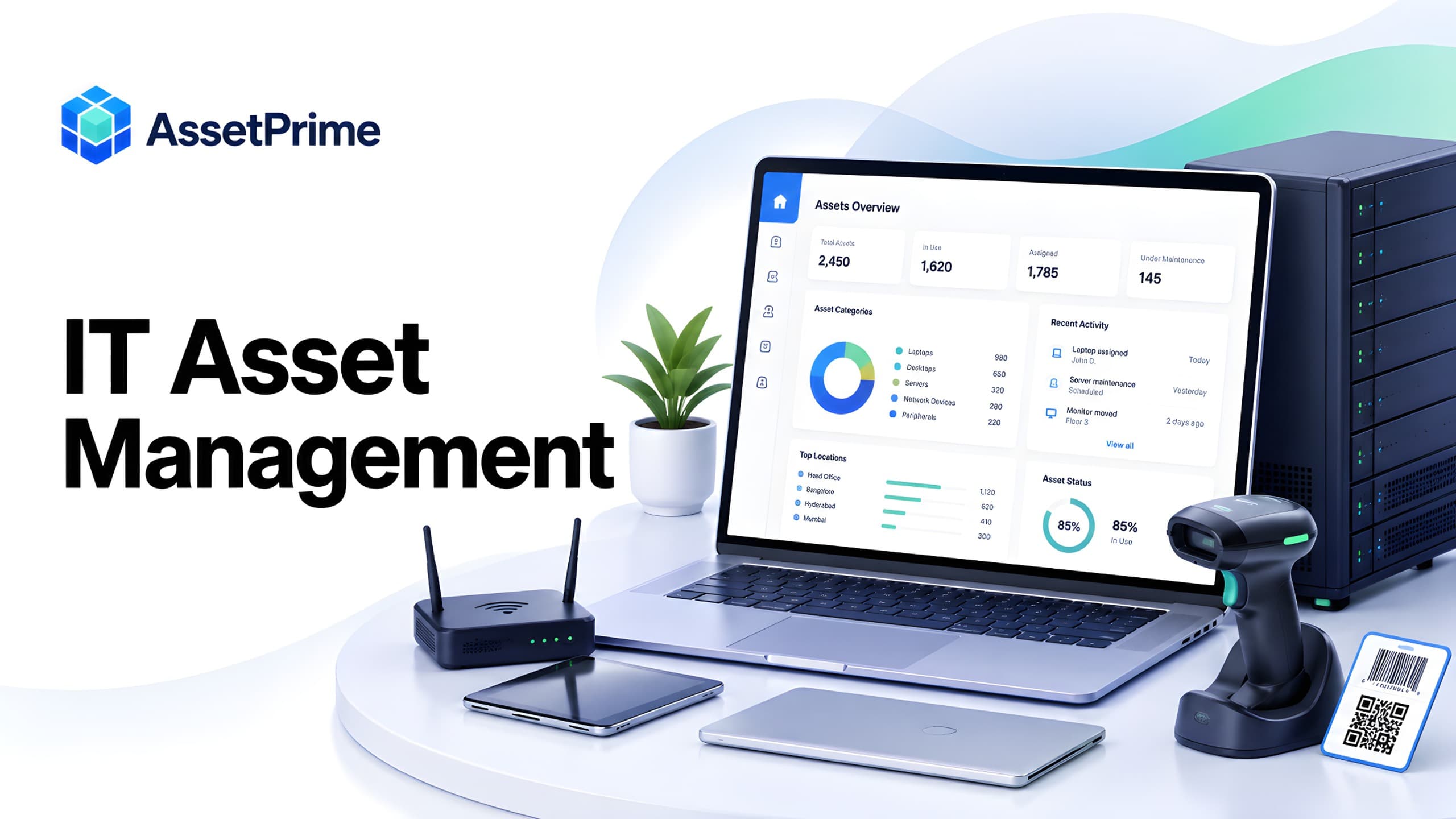 IT asset management guide for tracking laptops, desktops, servers, network devices, assignments, maintenance and lifecycle history